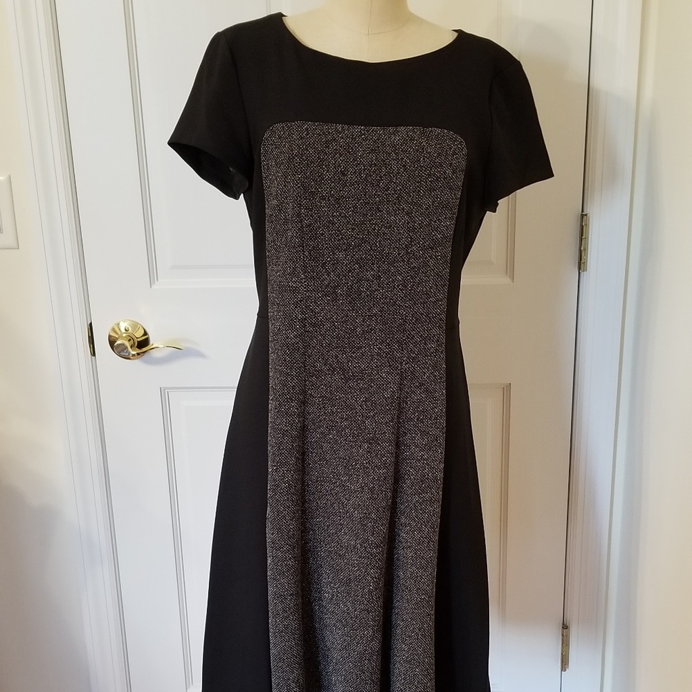 Black & Grey Color Block Office Dress